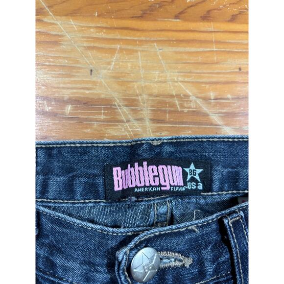 Bubblegum USA Y2K Bootcut Jeans Women’s 3/4 Blue 100% Cotton Made in USA - Picture 3 of 8